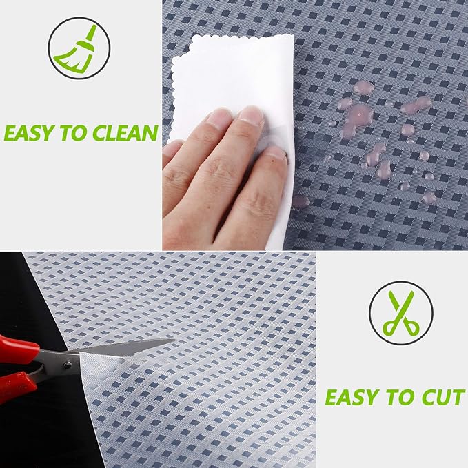 HooTown Refrigerator, Fridge, Freezer Shelf Liner and Drawer Mats 17.5 Inch Wide x 78.7 Inch Long, Non Slip EVA Plastic Washable Waterproof Pads for Kitchen Cabinet, Pantry Closet, Cupboard, Clear