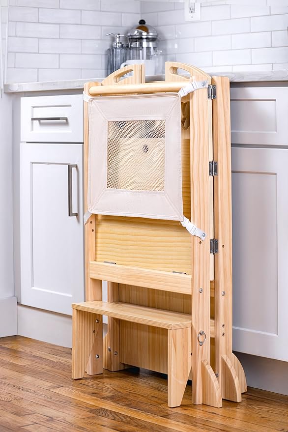 Avenlur Laurel - 4 in 1 Foldable Kitchen Tower - Step Stool for Toddlers - Ideal for Kitchen, Living Room, Playroom, and More - with Integrated Chalkboard - Children Kitchen Stool