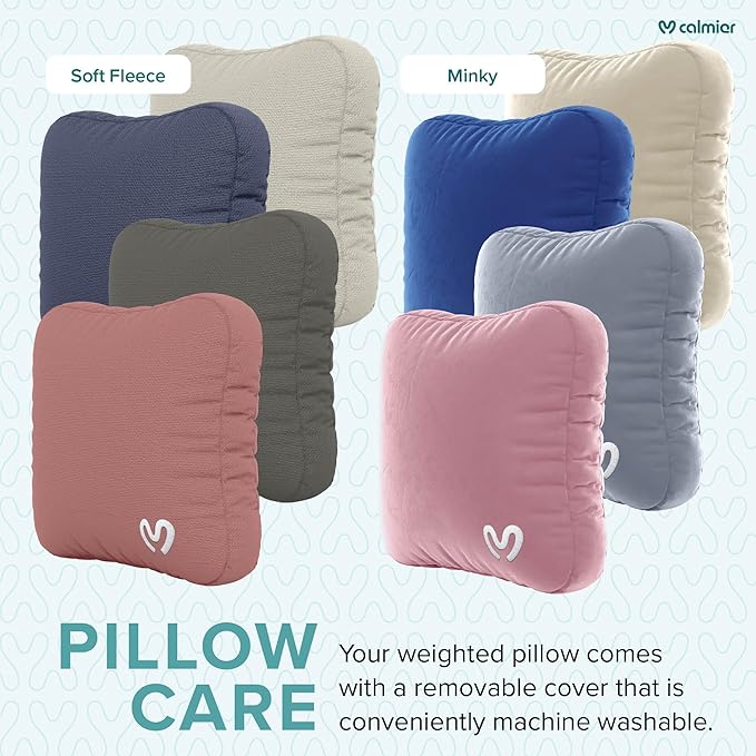 Calmier - 9 lb Sensory Weighted Pillow - Glass Bead Filled Hug Pillow - Ultra Plush Cozy Weighted Pillows for Adults and Kids - Child Sensory Pillow - Weighted Lap Pad (Blue - Minky, 9 LBS)