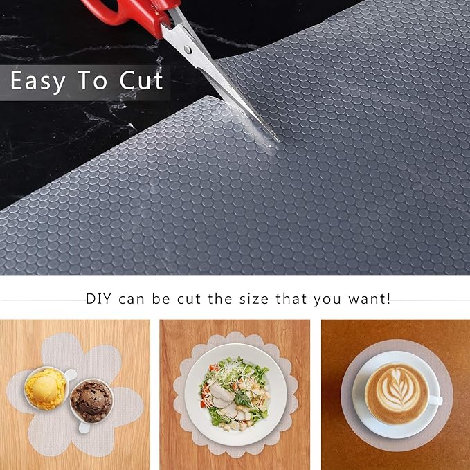 HooTown Refrigerator, Fridge Shelf Liners and Drawer Mats 11.8 Inch Wide x 19.6 Feet Long, Non Adhesive EVA Plastic Washable Waterproof Pads for Kitchen Cabinet, Pantry Closet, Cupboard, Transparent