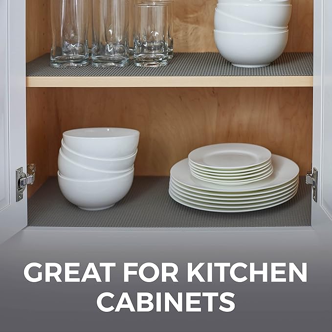 HOME GENIE Drawer Shelf and Cabinet Liner, Durable with Strong Grip, 20 Inch x 20 FT, Non Adhesive Liners Protect Kitchen Cabinets and Cupboard, Bathroom Drawers and Shelves, Desks, Slate Gray