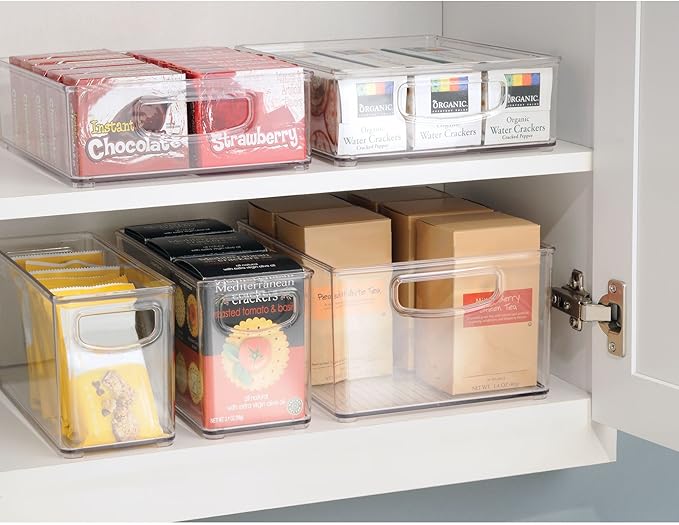 iDesign BPA-Free Plastic Pantry and Kitchen Storage, Freezer and Fridge Organizer Bin with Easy Grip Handles – 16” x 8” x 3”, Clear