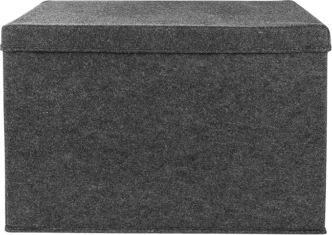 Sammy & Lou Collapsible Felt Soft Toy Box Toy Chest for Toddlers Toy Storage Organizer with Handles and Hinged Lid, 22 x 14.5 x 15 inches, Charcoal Gray