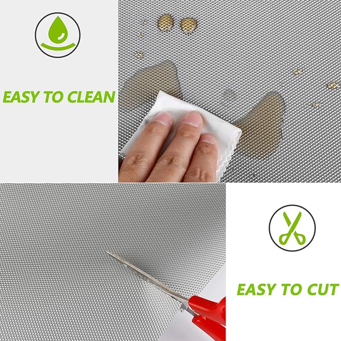 Kitchen Shelf Liner Drawer Liners, Non-Adhesive Refrigerator Liners Waterproof Fridge Mats with Strong Durable Kitchen Cabinets Mat for Drawers, Shelves, Pantry