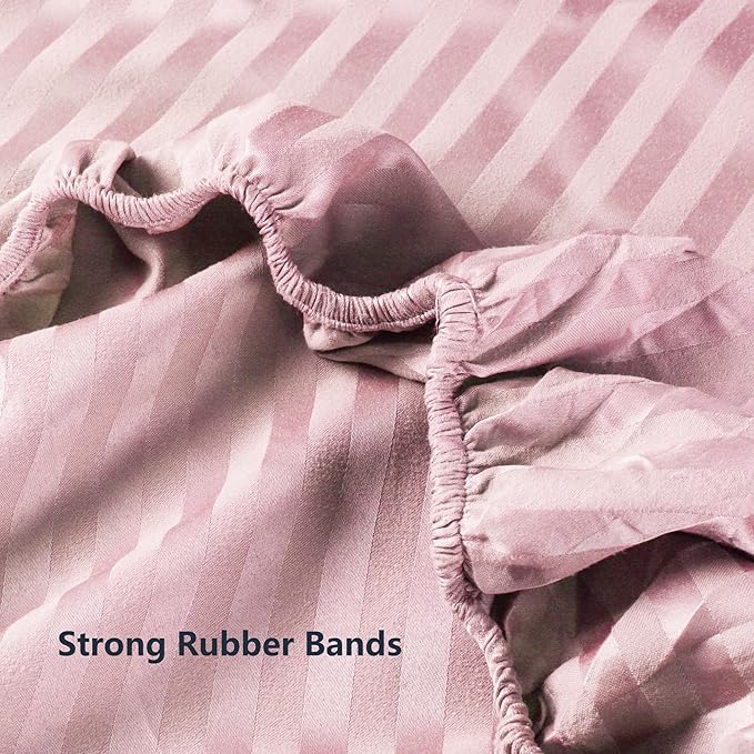 Twin Comforter Set with Sheets, 5 Pieces Super Soft Twin Bed in a Bag, All Season Solid Color Kids Bedding Set Neutral for Boys & Girls, Pink Striped