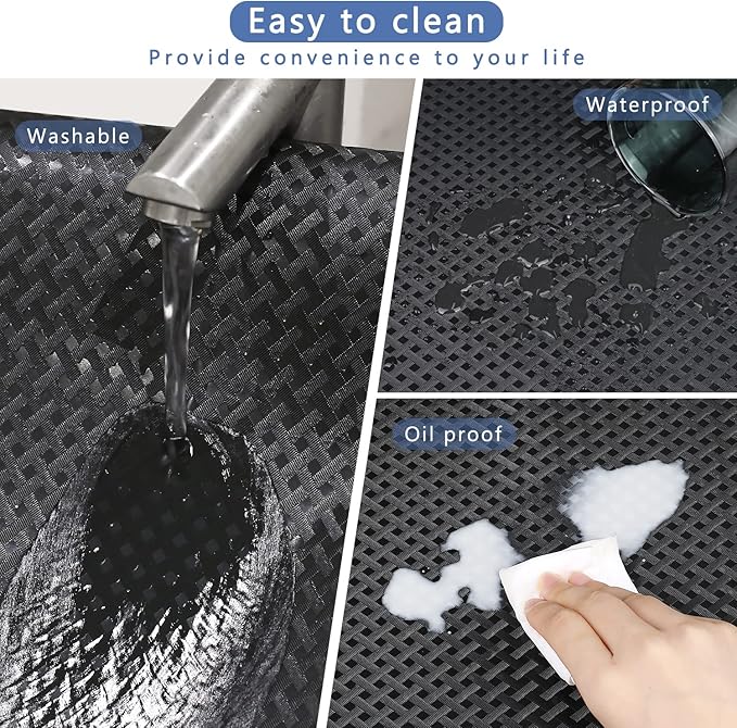 HooTown Shelf Liner Kitchen Cabinet Drawer Mats 23.6 Inch Wide x 393.7 Inch Long, Non Slip EVA Plastic Water Resistant Pad for Bathroom Drawers, Shoe Shelves, Under Sink, Black