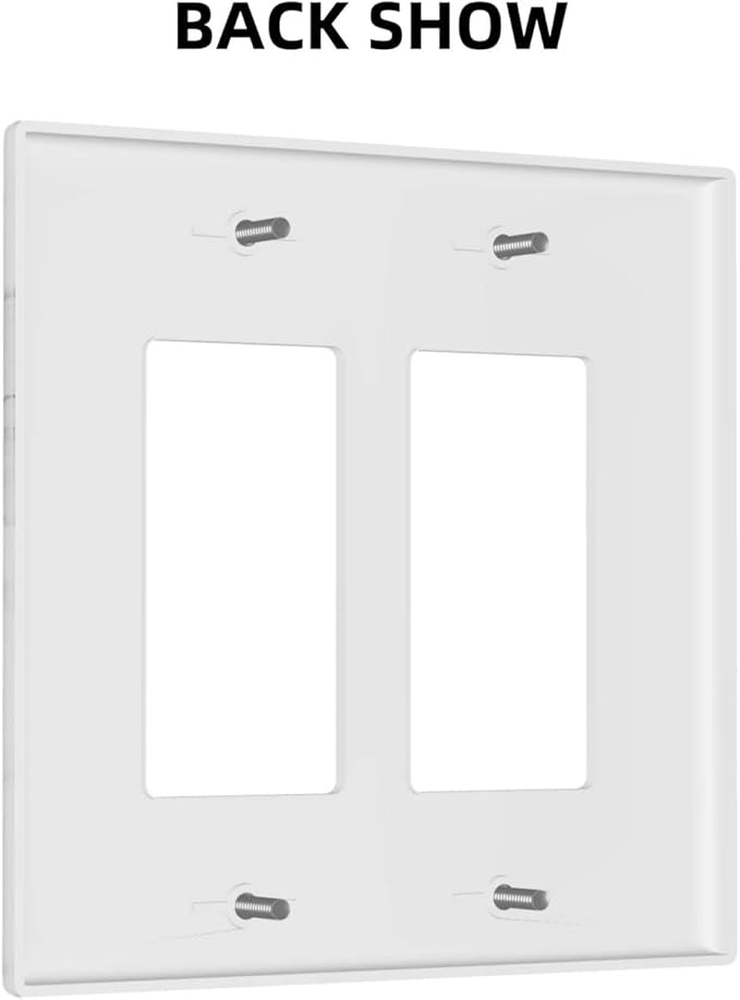 Marble Grey Wall Plate Decorative Light Switch Cover 2-Gang Double Rocker Faceplate for Bathroom Farmhouse Kitchen Bedroom White