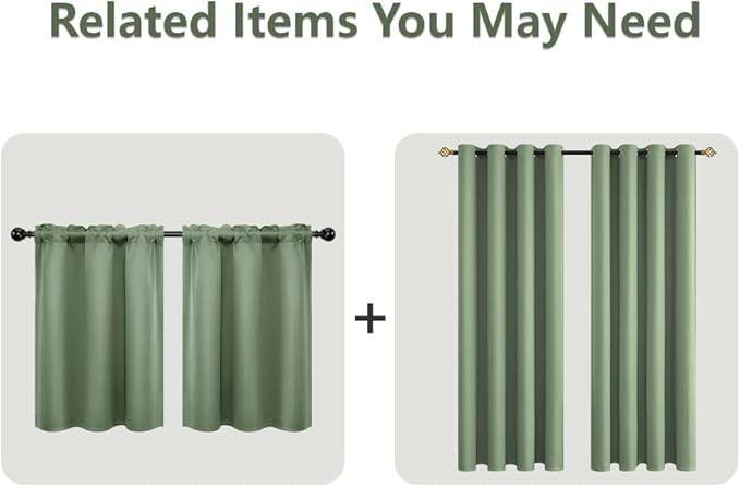 Mrs.Naturall Sage Green Blackout Curtains 84 Inches Long for Bedroom,Room Darkening Light Blocking Thermal Curtains for Living Room 84 Inch Length 2 Panels Set