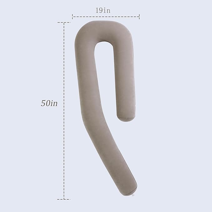 MABOZOO Large Inflatable Body Pillow for Travel,Travel Body Pillow 50 x 19 Inches with Drawstring Bag & Pump for Easy Packing,Convenient for Airplane, Car,Train & Office Nap