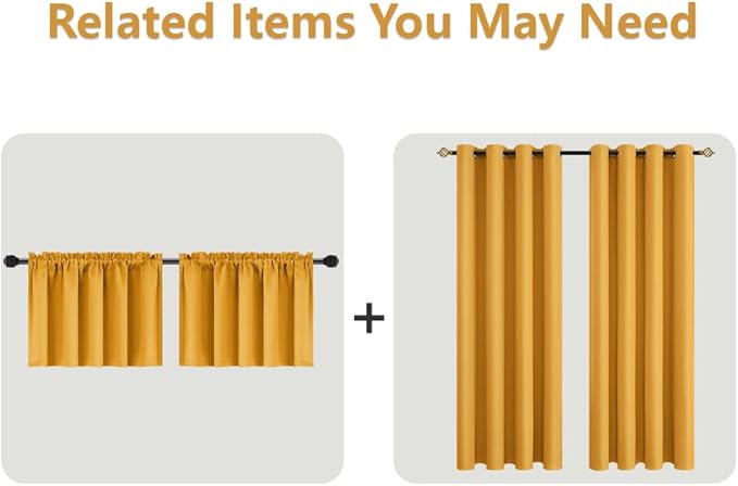 Mrs.Naturall Yellow Curtains 96 Inches Long for Bedroom 2 Panels Set Grommet Blackout Living Room Window Curtains