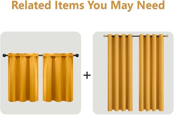 Mrs.Naturall Yellow Curtains 96 Inches Long for Bedroom 2 Panels Set Grommet Blackout Living Room Window Curtains