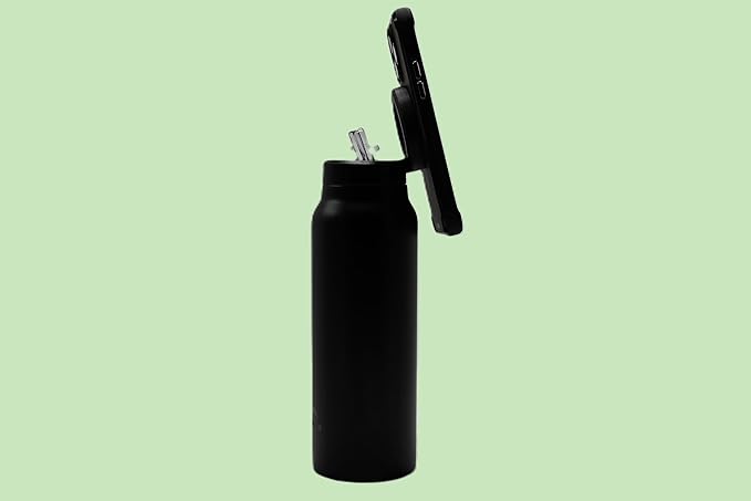 Magnetic Ring Top Insulated Stainless Steel Water Bottle with Phone Holder, 360° Rotation, Portrait/Landscape Modes, (Stainless), TC0023