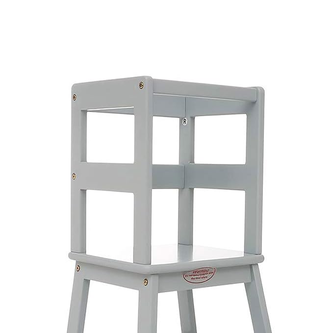 SDADI Kids Kitchen Step Stool Holds up to 150 Pounds with Safety Rail, Wide Platform Design, 4 Anti Slip Strips for 18 to 36 Months Old, Gray