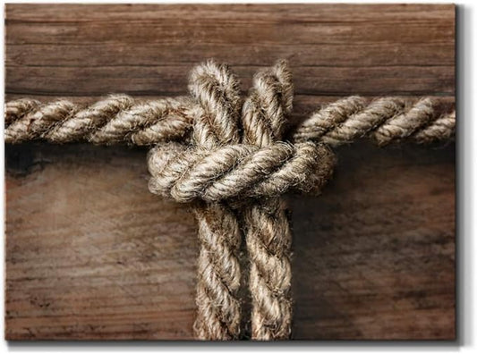 Renditions Gallery Canvas Nautical Wall Art Modern Decorations Paintings Rope Closeup Knot Abstract Vibrant Wooden Maritime Sailor Artwork Prints for Bedroom Office Kitchen - 12"x18" LT33