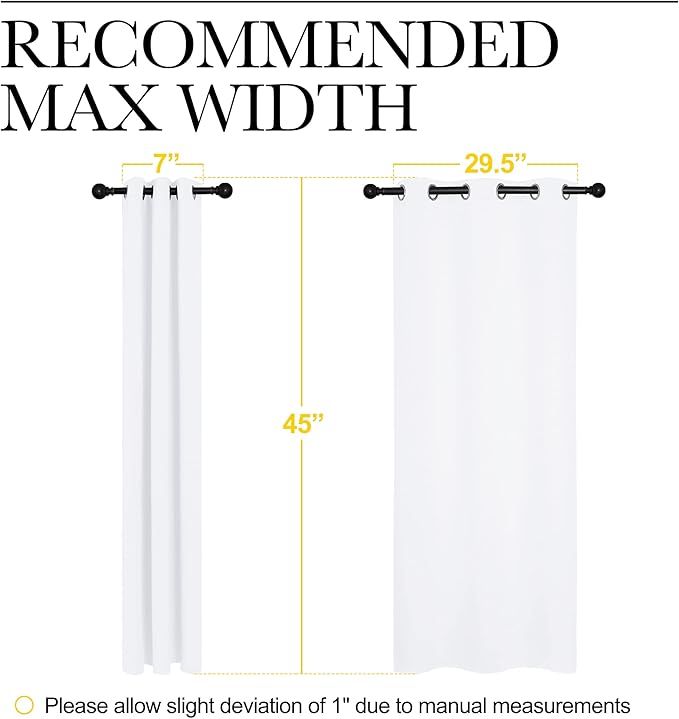 NICETOWN Draperies Curtains Panels, Blocking Out 50% Sunlight Window Treatment Curtains, Grommet Top Small Window Drapes for Bedroom (2 Panels, 34 by 45, White)