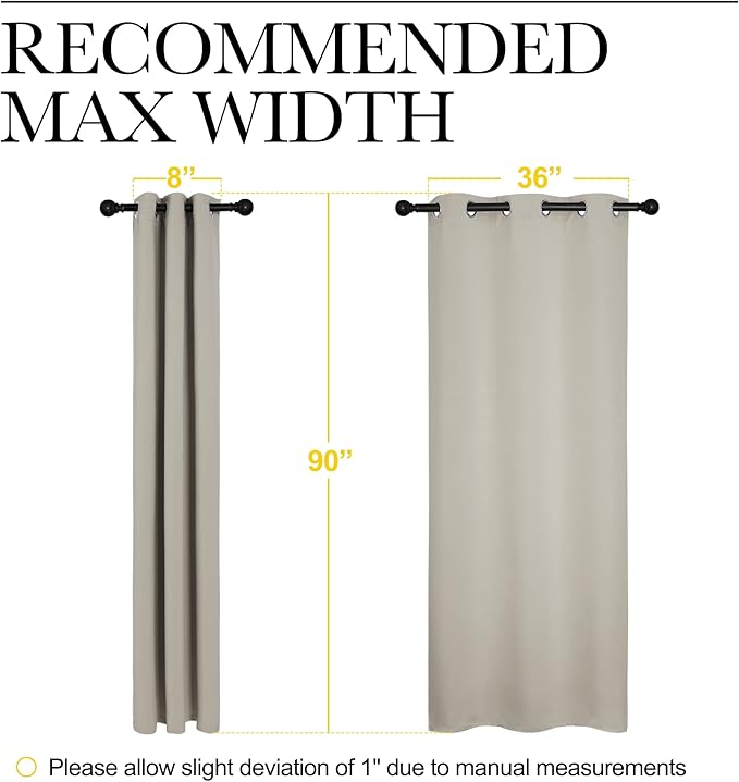 NICETOWN Room Darkening Curtain Panels, Baby Room Curtains 90 inches Long, Privacy Draperies for Living Room (Natural, 42 inches Width, 1 Pair)