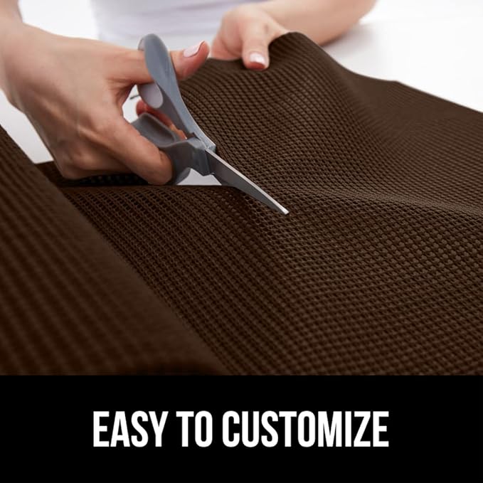 Gorilla Grip powerGRIP Drawer Shelf and Cabinet Liner, Thick Strong Hold, Non-Adhesive Liners Protect Kitchen Cabinets and Cupboard, Bathroom Drawers, Easy Install, Breathable Mat, 17.5" x20', Brown
