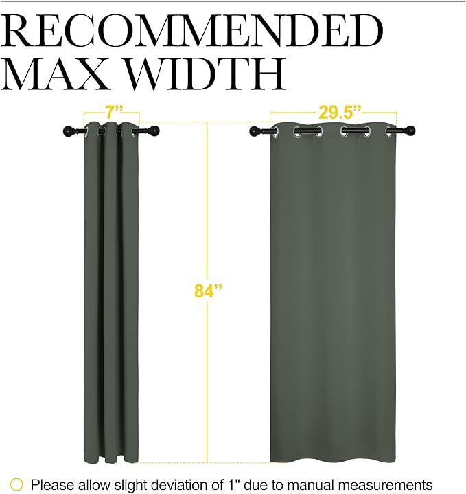 NICETOWN Thermal Curtains for Kids Room, Window Treatment Thermal Insulated Solid Grommet Blackout Drape Panels for Bedroom (Dark Mallard, Set of 2, 34 by 84 inches)