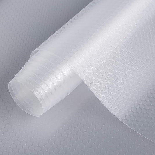 HooTown Shelf Liner Kitchen Cabinet Drawer Mats 45.2 Inch Wide x 16.4 Long, Non Skid EVA Plastic Easy Clean Protector Cover for Counter Top, Desk, Table, Showcase, Clear