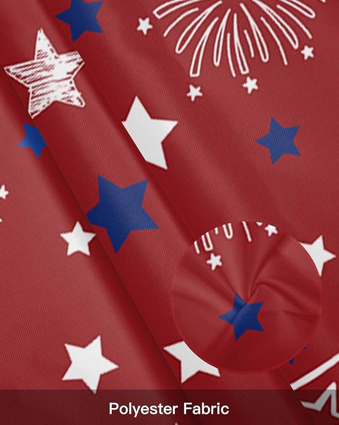 Patriotic 4th of July Kitchen Curtains Valances for Windows Red White Blue Stars Freedom Rod Pocket Window Treatment for Kitchen /Living Room/Bedroom/ Bathroom, 60" X 18", Memorial Day Summer