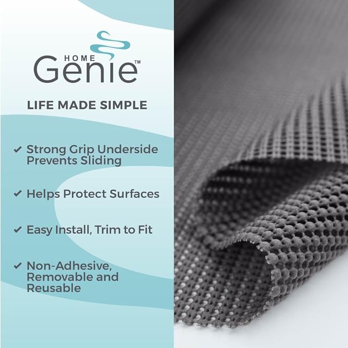 HOME GENIE Drawer Shelf and Cabinet Liner, Durable with Strong Grip, 20 Inch x 20 FT, Non Adhesive Liners Protect Kitchen Cabinets and Cupboard, Bathroom Drawers and Shelves, Desks, Slate Gray