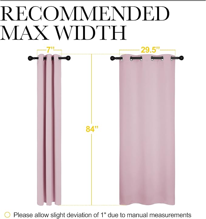 NICETOWN Blackout Draperies Curtains for Girls Room, Nursery Essential Thermal Insulated Grommet Top Blackout Panels (Lavender Pink, 1 Pair, 34 x 84 inches)