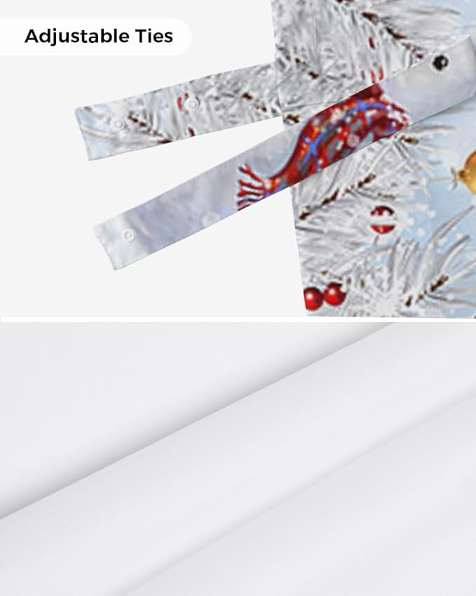 Snowman Blackout Tie Up Valance Curtains for Kitchen Windows Blue Merry Christmas Tree Red Balls Squirrel Window Toppers Balloon Shades for Living Room/Bathroom/Bedroom,1 Panel, 42" X 18", Winter