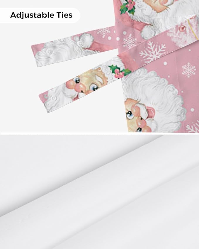 Pink Christmas Blackout Tie Up Valance Curtains for Kitchen Windows Santa Claus Merry Christmas Tree Window Toppers Balloon Shades for Living Room/Bathroom/Bedroom,1 Panel, 42" X 12", Winter Snowflake