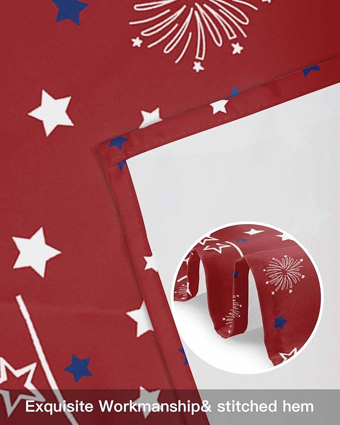Patriotic 4th of July Kitchen Curtains Valances for Windows Red White Blue Stars Freedom Rod Pocket Window Treatment for Kitchen /Living Room/Bedroom/ Bathroom, 60" X 18", Memorial Day Summer
