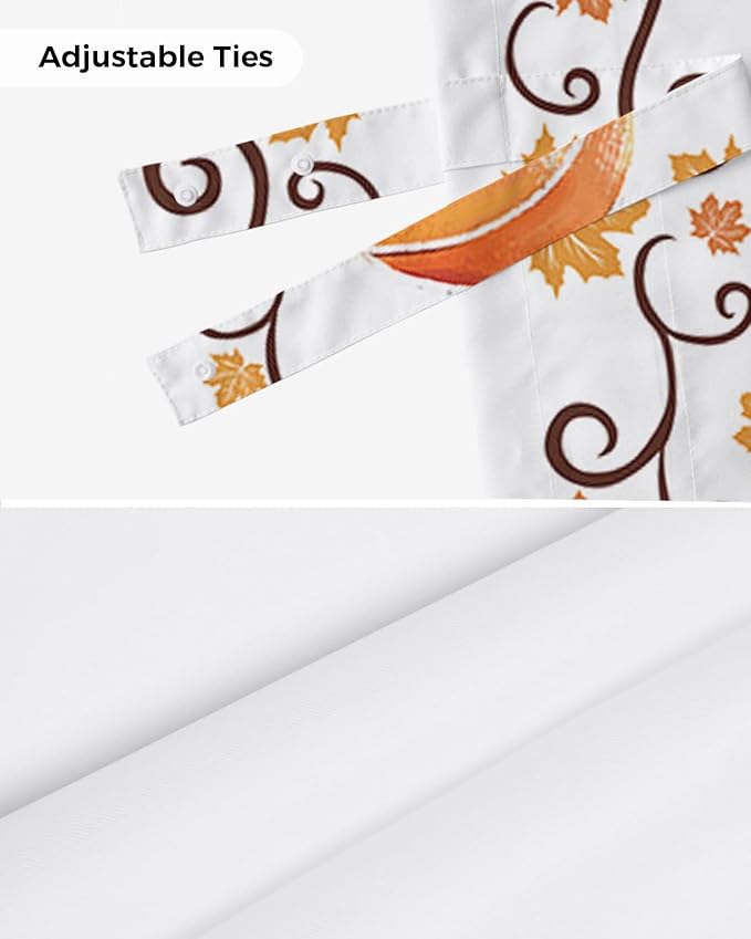 Fall Maple Leaves Blackout Tie Up Valance Curtains for Kitchen Windows Thanksgiving Watercolor Pumpkins Window Toppers Balloon Shades for Living Room/Bathroom/Bedroom,1 Panel,42" X 18" Orange