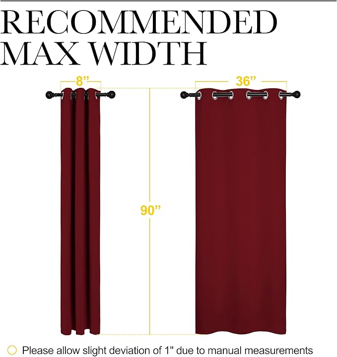 NICETOWN Christmas Burgundy Red Blackout Drapes - Window Treatment Light Blocking Privacy Curtain Panels for Window Decoration (Set of 2, 42 inches by 90-inch)