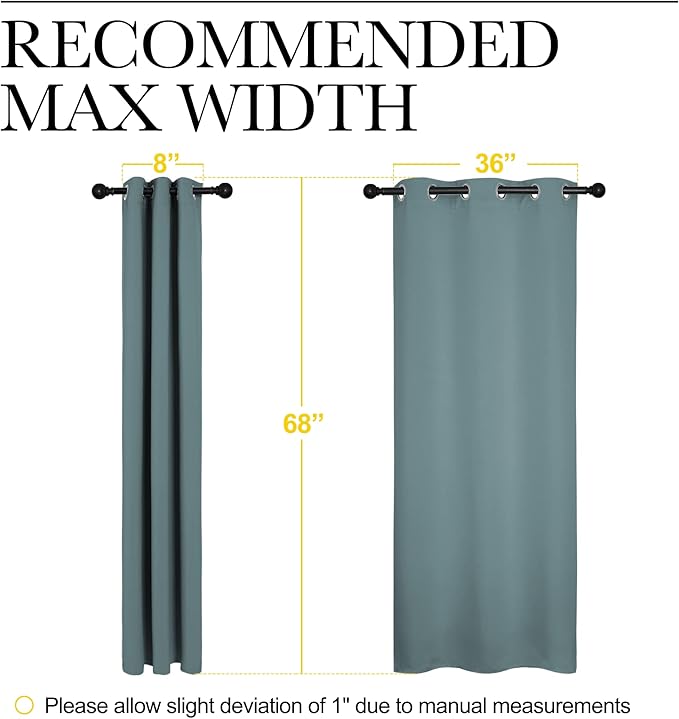 NICETOWN Modern Blackout Curtains Noise Reducing, Thermal Insulated and Privacy Room Darkening Drape Panels for Boy's Guest Room Door Small Short Window (Greyish Blue, 2 Panels, W42 x L68 -Inch)