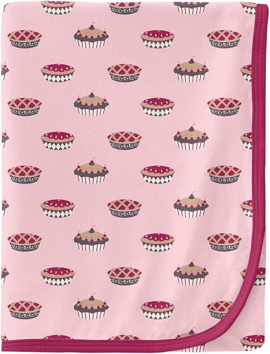 KicKee Pants Print Swaddle Blankets, Made from Viscose from Bamboo Fabric Making it a Silky Soft Baby Blanket, 40” x 29” (Lotus Pies - One Size)