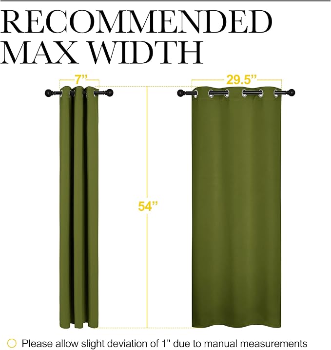 NICETOWN Window Curtain Panels, Christmas Window Decoration Thermal Insulated Solid Grommet Blackout Draperies/Drapes for Bedroom (1 Pair, 34 by 54-inch, Olive Green)