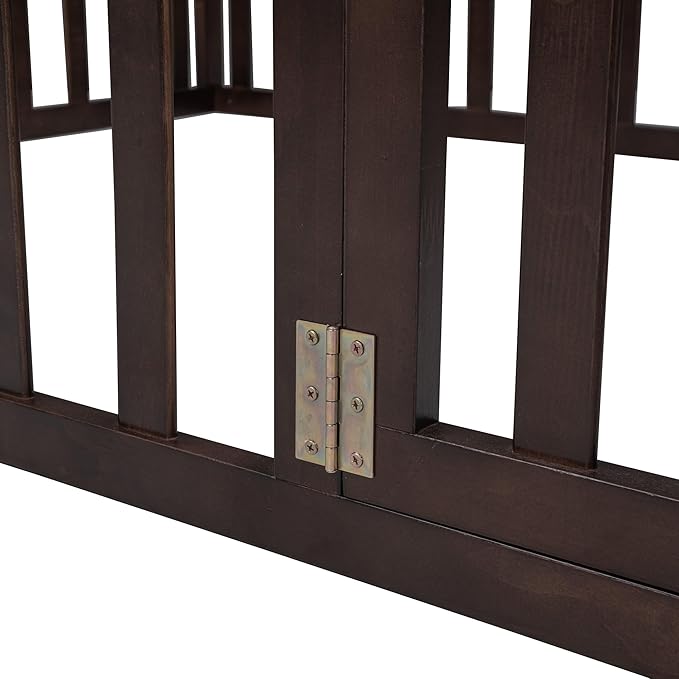 Full Size Floor Bedframe with Door and Safety Guardrails Fence, Solid Wooden Toddler Montessori Platform Bed for Children Bedroom, Boys Girls, Kids Playroom