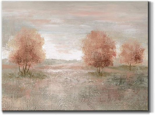 Renditions Gallery Canvas Nature Wall Art Modern Paintings Decorations Autumnal Peach Leaves Abstract Romantic Artwork Wall Hanging Prints for Bedroom Office Kitchen - 8"x12" LT33