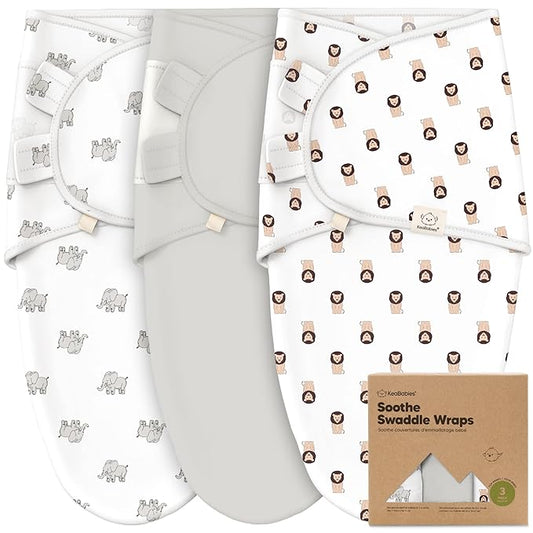 3-Pack Organic Baby Swaddle Sleep Sacks - Newborn Swaddle Sack, Ergonomic Baby Swaddles 0-3 Months, Swaddles for Newborns, Baby Sleep Sack, Baby Swaddle Blanket Wrap, Baby Essentials(The Wild 2)