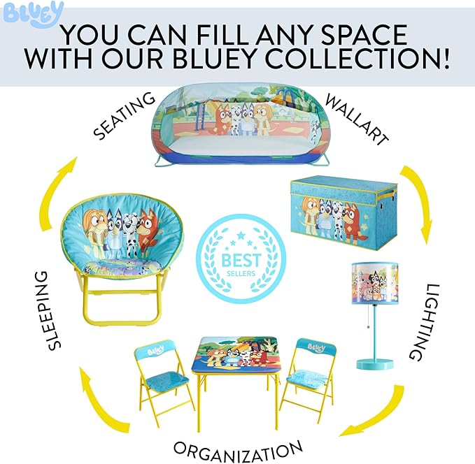 Bluey Pop Up Hamper with Durable Carry Handles, with Bluey and Bingo, 21'' H x 13.5'' W X 13.5'' L