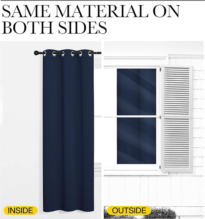 NICETOWN Navy Blackout Curtains 96" Long for Living Room, Thermal Insulated Window Treatment Light Reducing Room Darkening Drapes for Boys Kids Bedroom, Classroom, Apartment (55" W x 96” L， Set of 2)