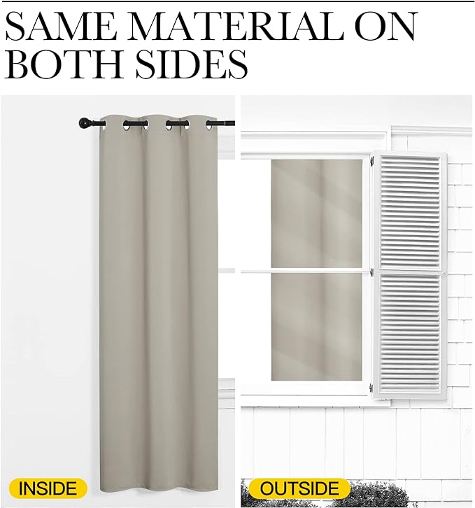 NICETOWN Room Darkening Curtain Panels, Baby Room Curtains 90 inches Long, Privacy Draperies for Living Room (Natural, 42 inches Width, 1 Pair)