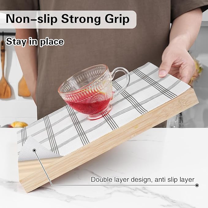 Shelf Liner,Drawer Liner for Kitchen Cabinet,18 in x 20 FT Cabinet Liners Non-Adhesive Non-Slip Contact Paper Waterproof Kitchen Liner Protect Desks, Cupboard with Knife and Tape Measure