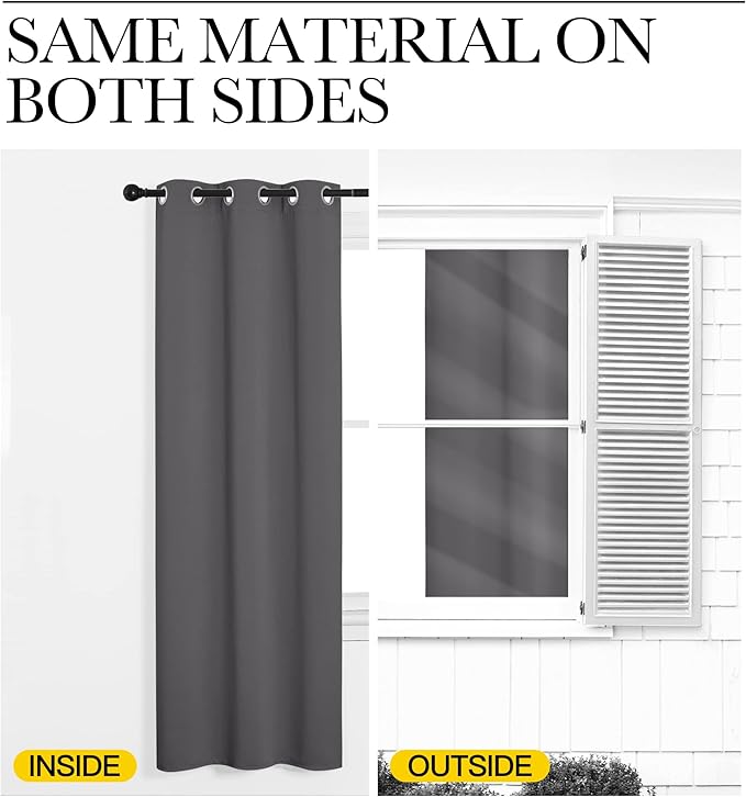NICETOWN Blackout Curtains Panels for Bedroom - 3 Pass Microfiber Noise Reducing Thermal Insulated Solid Ring Top Blackout Window Drapes (2 Panels, 55 x 78 Inch, Gray)