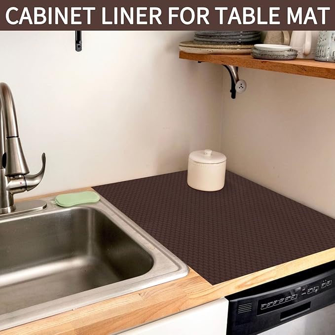 HooTown Shelf Liner Kitchen Cabinet Drawer Mats 11.8 Inch Wide x 13 Feet Long, Non Adhesive EVA Plastic Washable Waterproof Protective Pad for Pantry Closet, Cupboard,Coffee