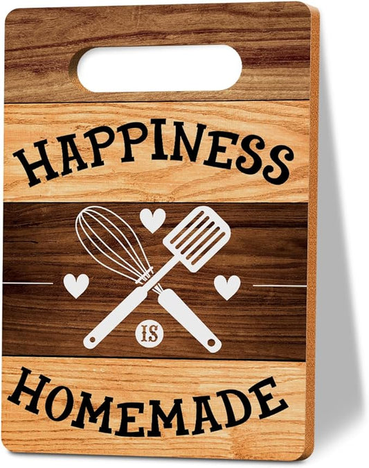 Happiness Is Homemade Cutting Board Gifts, Wood Cutting Boards for Kitchen, House Warming Gifts New Home, Kitchen Wall Art, Christmas Birthday Gifts for Women Mom Grandma 8 x 12 Inch