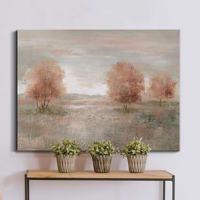 Renditions Gallery Canvas Nature Wall Art Modern Paintings Decorations Autumnal Peach Leaves Abstract Romantic Artwork Wall Hanging Prints for Bedroom Office Kitchen - 32"x48" LT33