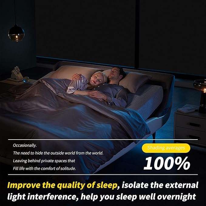 Portable 100% Blackout Shades - Easy Install, No Drill Curtains for Bedroom, Nursery, and Travel (Black, 59" x 79")