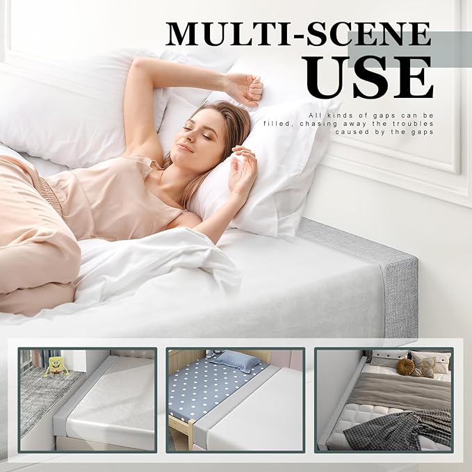 Mattress Extender, Bed Gap/Space Filler, Headboard Pillow Between Headboard and Mattress or Wall, High-Density Foam with Removable Cover（Light Grey-Queen-60 * 6 * 6in）