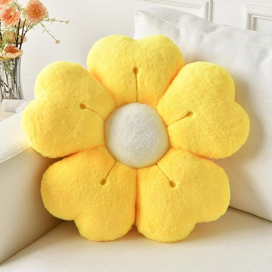 Flower Pillow, Flower Shaped Pillow Decorative Throw Pillows for Bed Couch, Cute Daisy Pillow Dorm Decor Floor Seating Cushion (Yellow, 19.6 Inches)