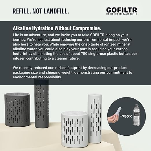 Magnesium Alkaline Water Infuser - 9.5 pH + Electrolytes for Any Water Bottle/Small Pitcher, 750 Refills / 3 Months, Ionized Mineral Water Infuser (Original 1 Pack)