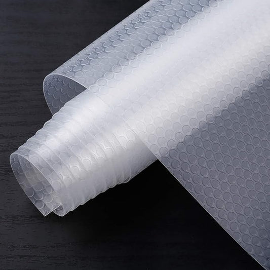 HooTown Refrigerator, Fridge Shelf Liners and Drawer Mats 11.8 Inch Wide x 19.6 Feet Long, Non Adhesive EVA Plastic Washable Waterproof Pads for Kitchen Cabinet, Pantry Closet, Cupboard, Transparent